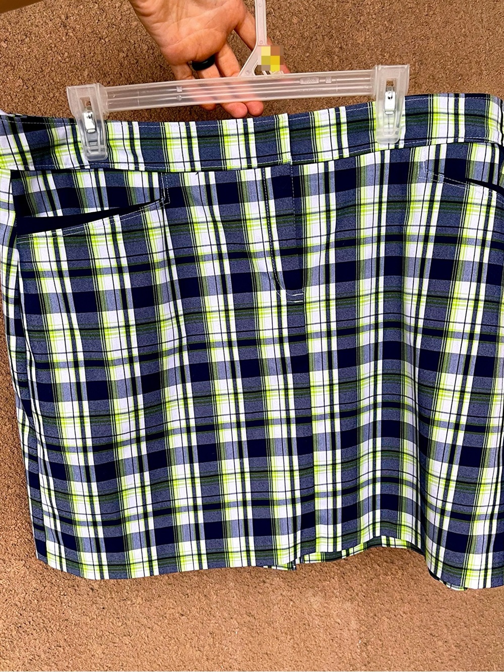 IZOD Plaid Mini Skirt in Navy and Lime
